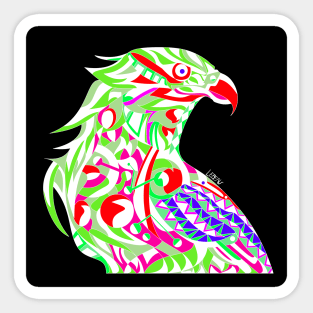 black mecha peregrine falcon halcon ecopop in mexican techno organic tribal totonac patterns Sticker